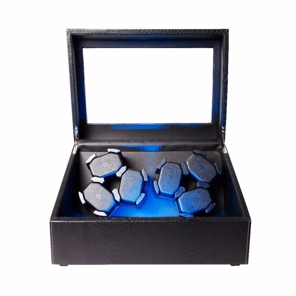 FLAVORA 6 Slot and 6 Position LED Mute Automatic Watch Winder in Black – 3
