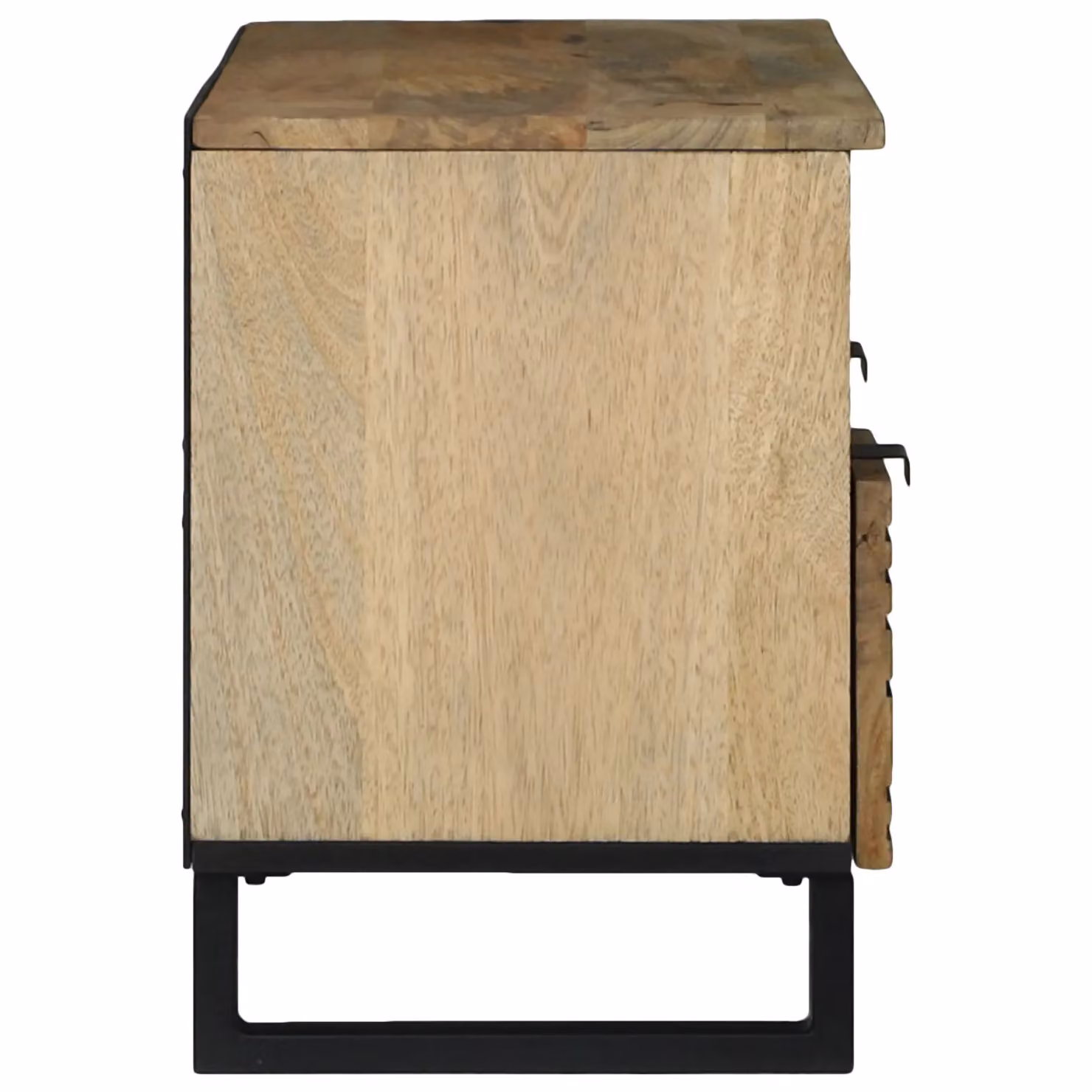 Berkfield Home Modern Mango Wood TV Cabinet in Beige and Black, W: 100 cm, D: 33.5 cm, H: 46 cm – 3
