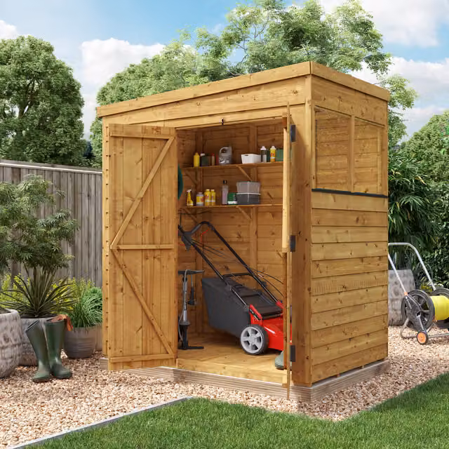 BillyOh Switch Overlap Pent Wooden Garden Shed with Window in Brown