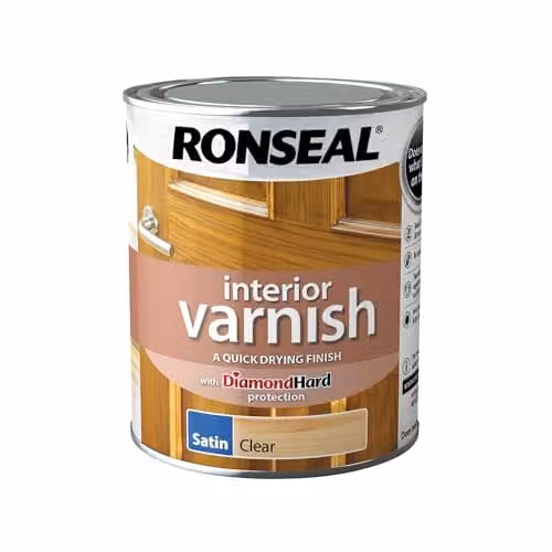 Ronseal Quick Dry Interior Wood Varnish in Clear Satin, 750ml