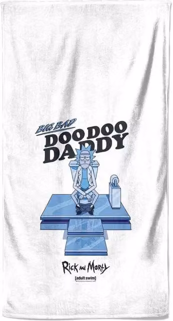 Rick & Morty Doo Doo Daddy Graphic Beach Towel, Multicolour and White, W: 140 cm, H: 70 cm, D: 70 cm