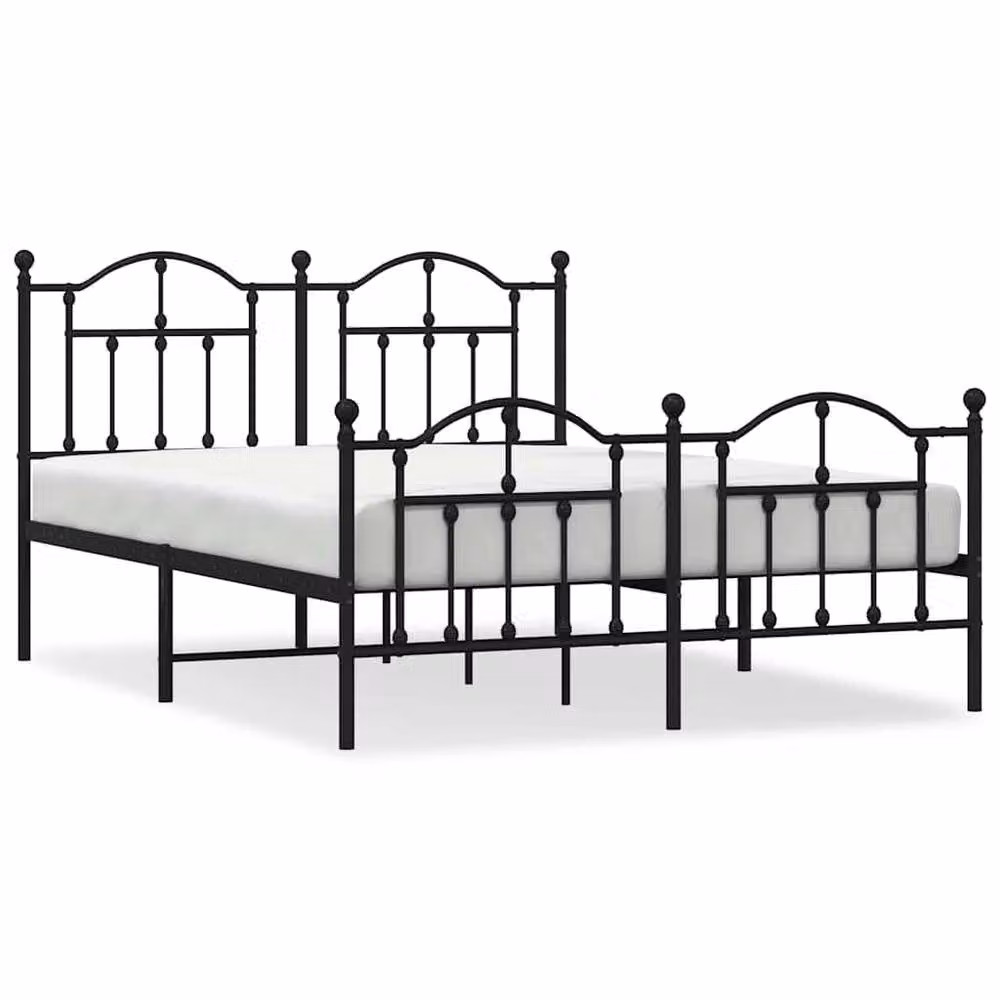 Berkfield Home Metal Bed Frame with Headboard and Footboard in Black, W/D/H: 140 x 190 cm – 3