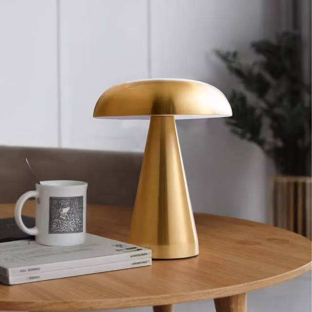 Komore Modern Mushroom-Shaped LED Table Lamp in Gold/Brass