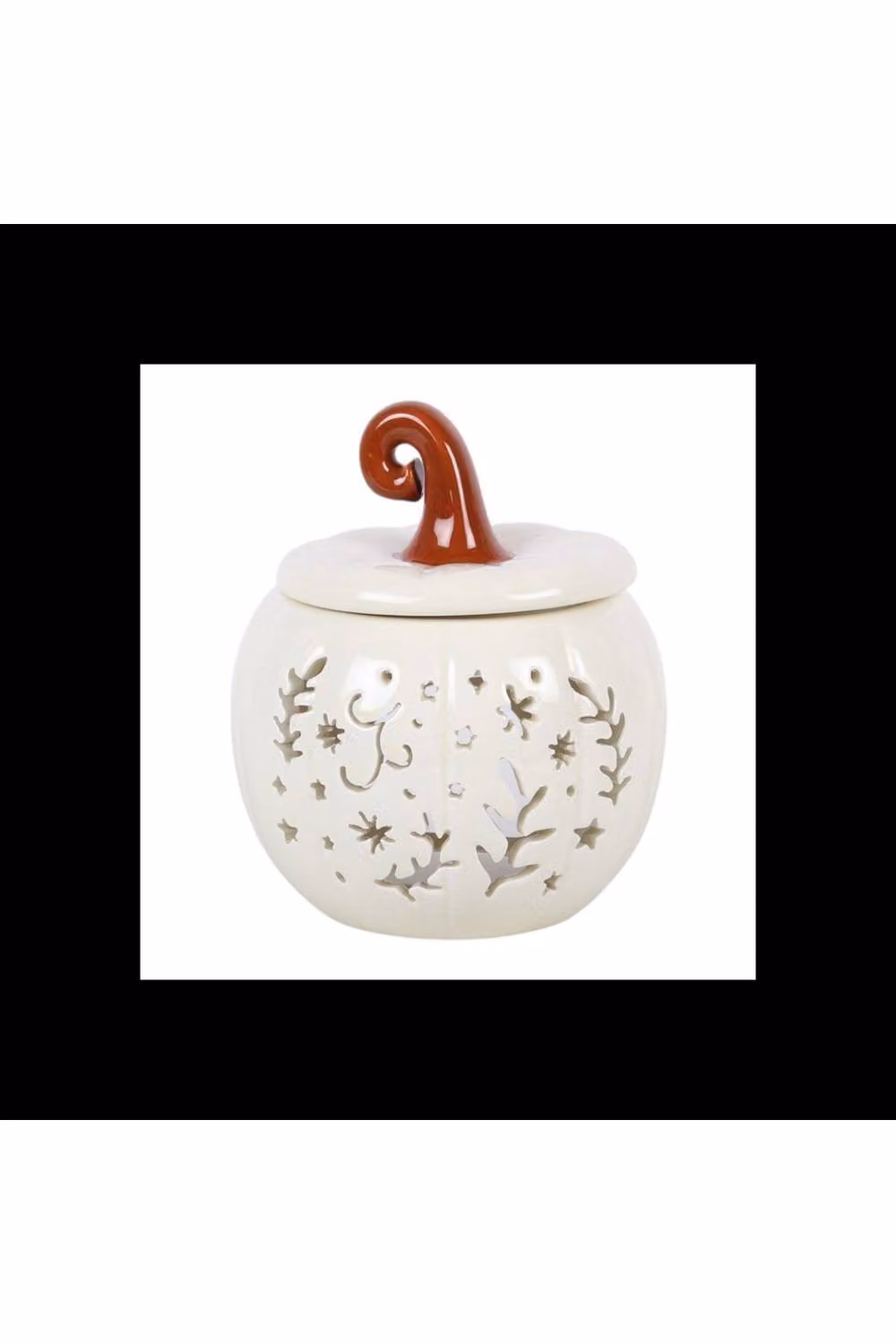 KDMD Cream Pumpkin Oil Burner and Ceramic Wax Warmer with Folk Cutout for Tealights – 2