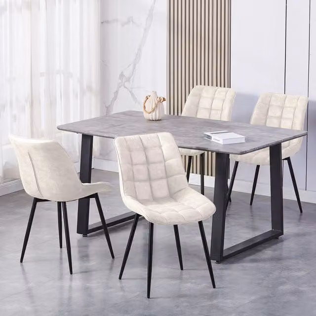 MCC Direct Alba Set of 2 Suede Effect Dining Chairs in Beige – 1