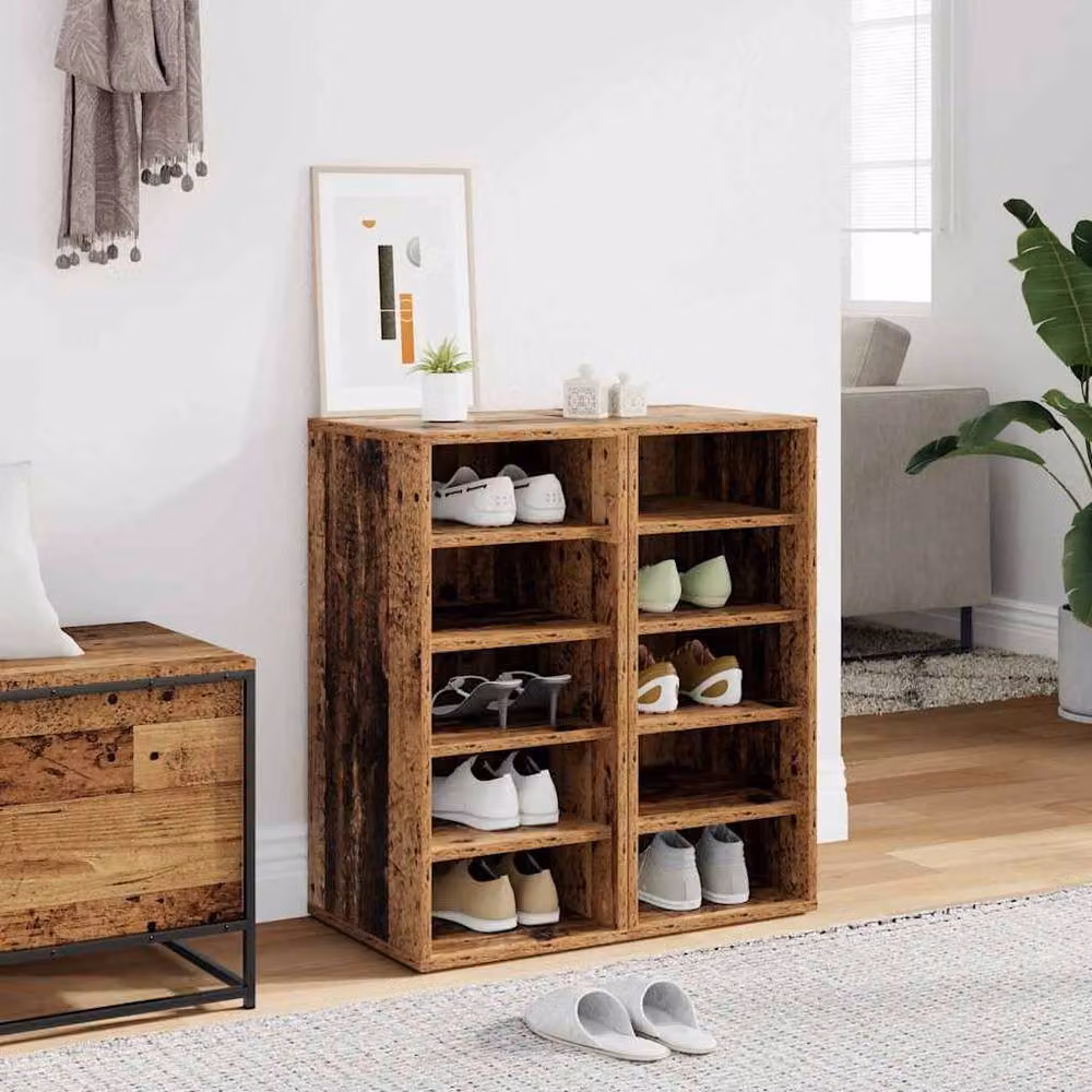 Berkfield Home Set of 2 Rustic Brown Engineered Wood Shoe Cabinets, W/D/H: 32 x 35 x 70 cm – 2