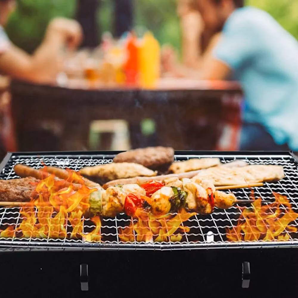 Kelvenix Large Portable Folding BBQ Grill in Black with Stainless Steel Tabletop – 4