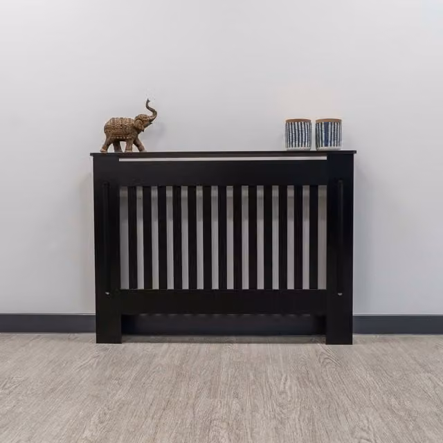 Jack Stonehouse Modern Matt Black Striped MDF Wall Mounted Radiator Cover