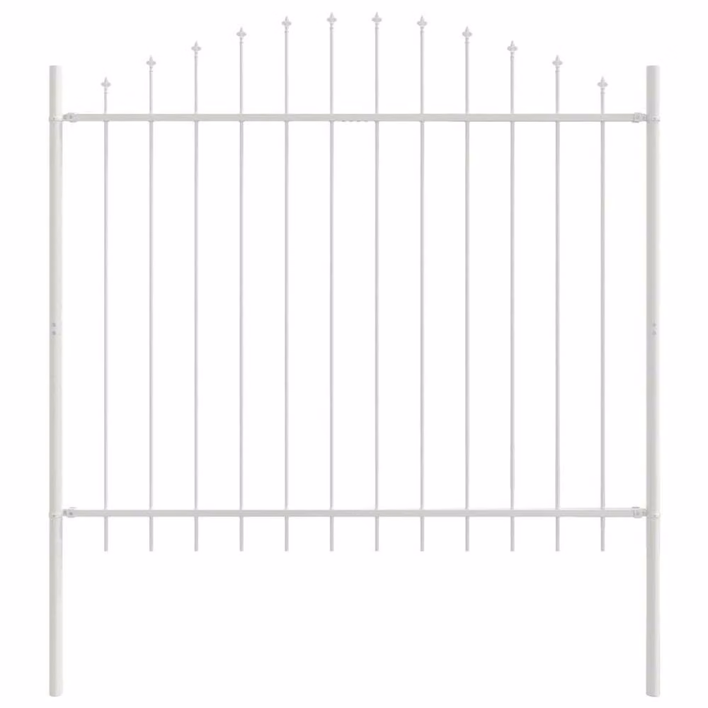 Berkfield Home Classic Garden Fence with Hoop Top in White Steel, H: 1.25 m, W: 1.7 m – 2