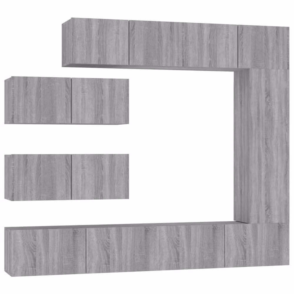 Berkfield Home Classic 7 Piece Grey TV Cabinet Set with Lowboard and Wall Mounted Units – 2