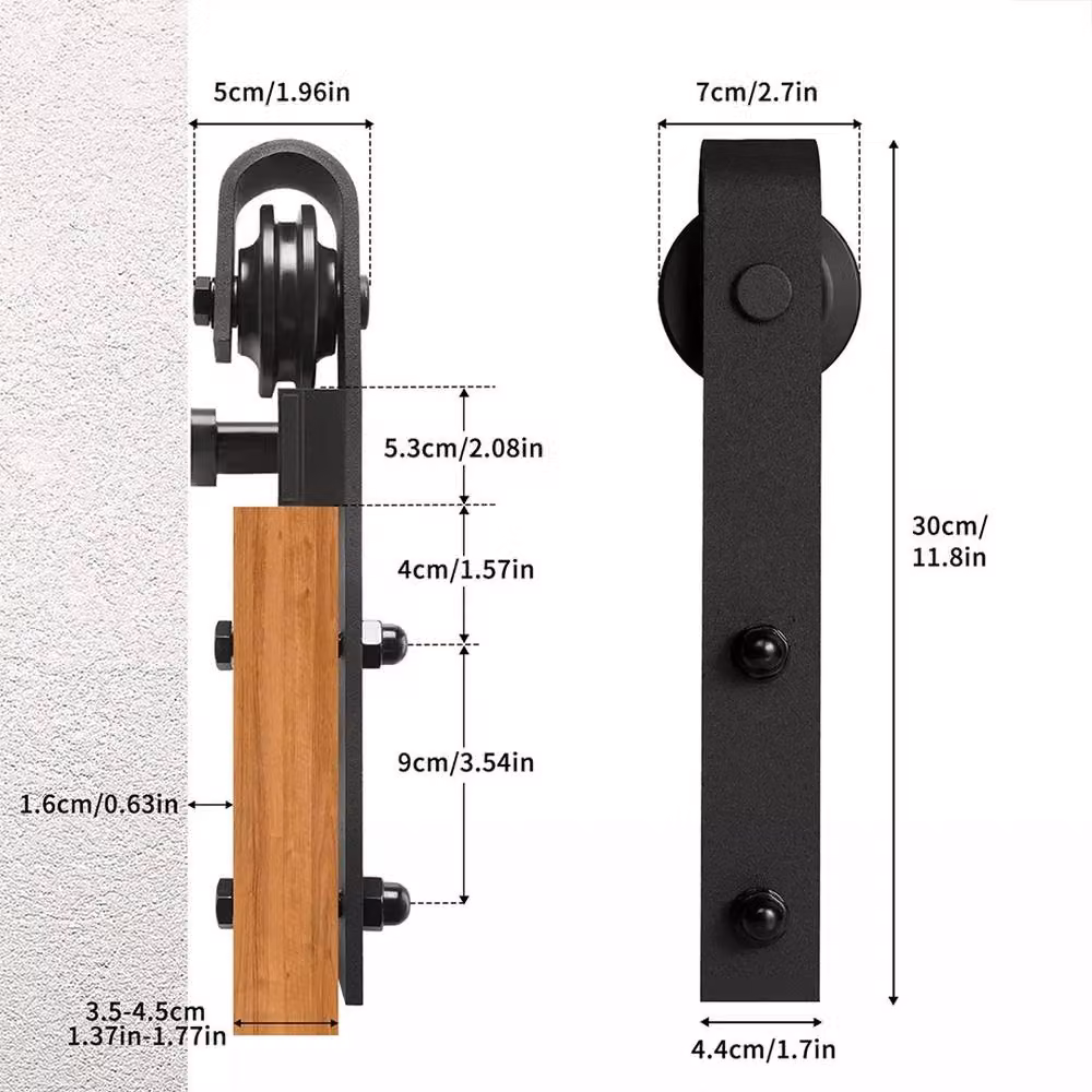 Hinsinc 6.6ft Sliding Wood Barn Door Track System Kit in Black Powder Coated Steel – 4