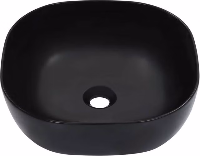 Berkfield Home Square Ceramic Countertop Wash Basin, Black, W/D/H: 42.5 x 42.5 x 14.5 cm – 1