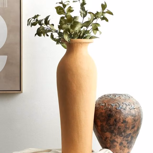 Wyld and Coco Orange Ceramic Tabletop Vase, Height: 60 cm