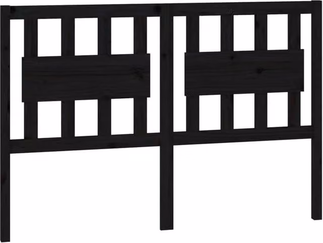 Berkfield Home Rustic Solid Pine Bed Headboard in Black, W: 125.5 cm, D: 4 cm, H: 100 cm