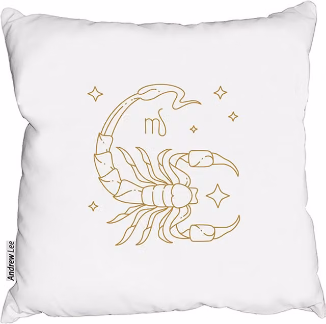 Zodiac Scorpio Horoscope Gold and White Outdoor Comfy Cushion, W/D/H: 60 x 60 x 60 cm