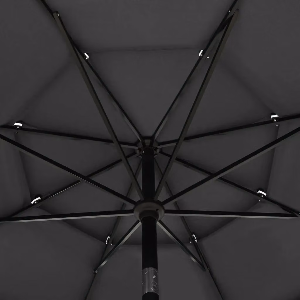 Berkfield Home 3-Tier Parasol with Aluminium Pole in Anthracite Black, 3.5 m – 3