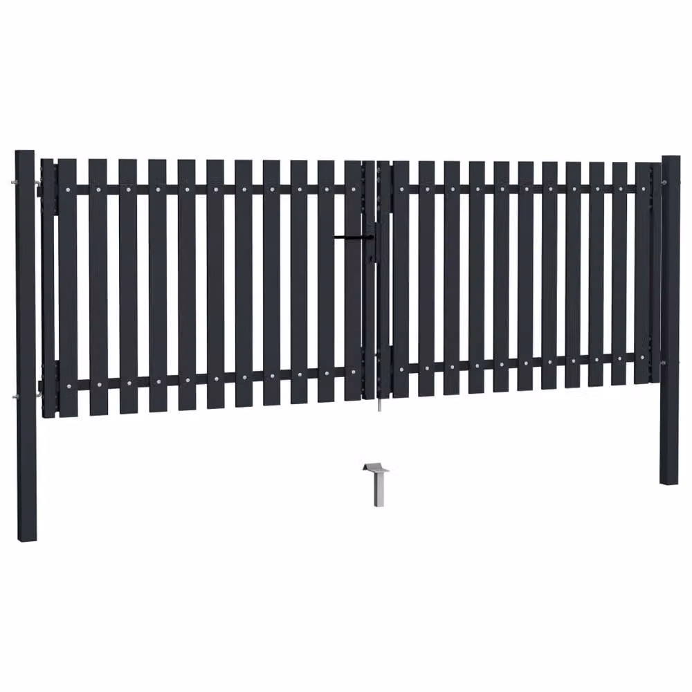 Berkfield Home Steel Double Door Swing Fence Gate in Anthracite, W: 306 cm, H: 175 cm – 2