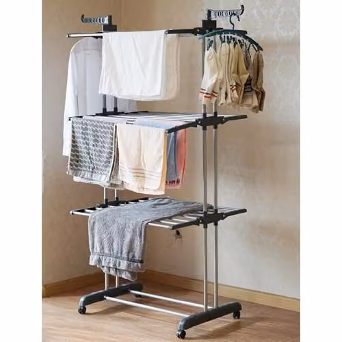 Gr8 Home 3 Tier XL Tower Folding Clothes Airer in Grey, H 172 x W 76 x D 50 cm – 3