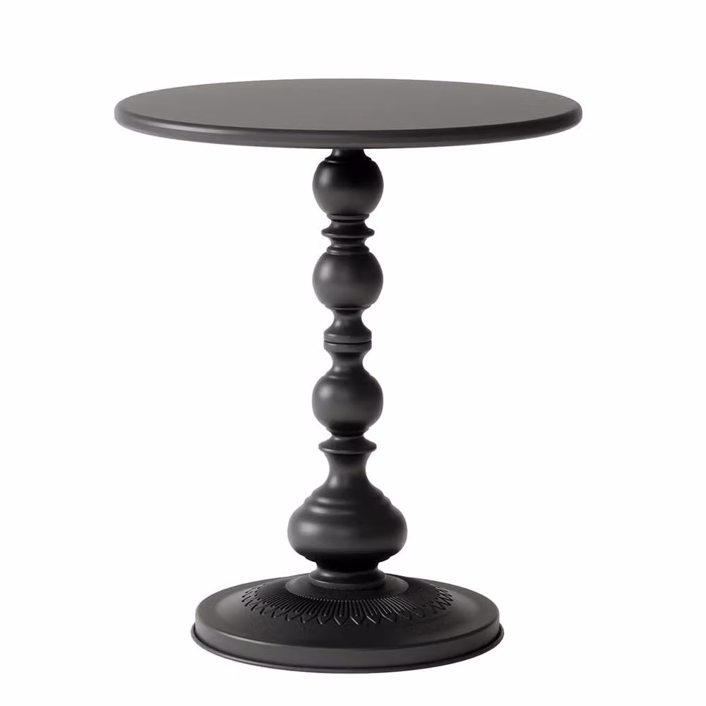 Ventryn Modern Round Nightstand with Storage Shelf in Black Matt – 2