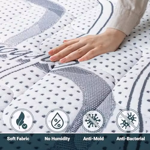 The White Stone Antibacterial Comfort Foam Mattress in White, H 16 cm, W 180 cm, D 195 cm – 5