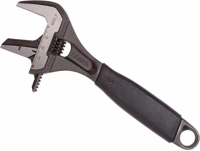 Bahco 9031P Ergo Adjustable Wrench, Black, Hardened Steel, 200 mm