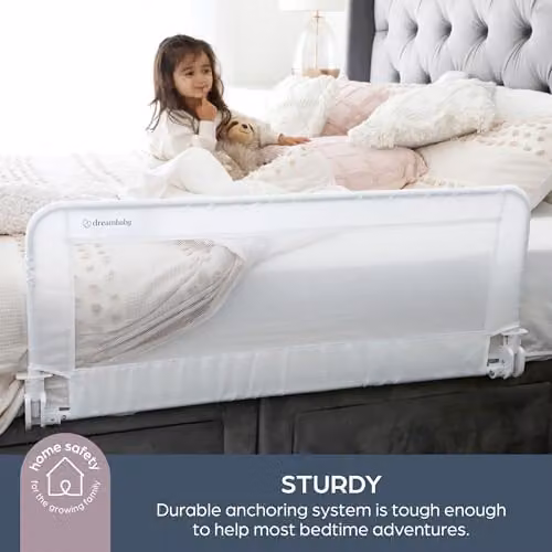 Dreambaby Prague Toddler Bed Guard, Foldable Safety Rail in White, Width: 110 cm, Height: 45.5 cm – 2