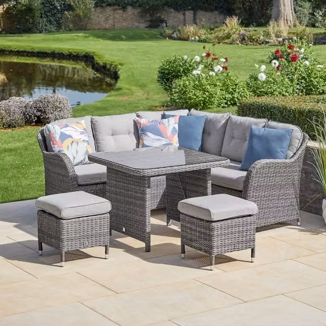 Chilli Seating Monte Carlo Stone Compact Modular Outdoor Garden Dining Set in Grey