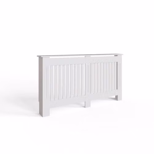 FWStyle White Vertical Slat Large Radiator Cover Shelf Cabinet, W/D/H: 152 x 82.3 x 19 cm – 1