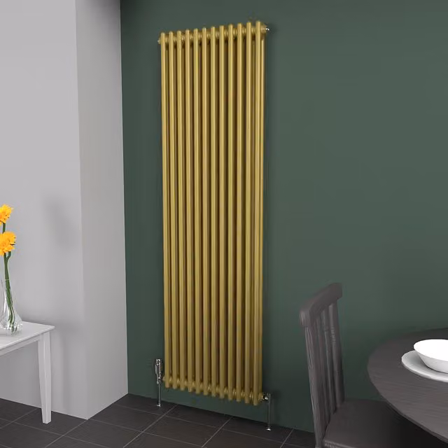 Lux Heat Vertical Coloured Column Radiator in Metallic Gold, H 180 cm x W 56 cm