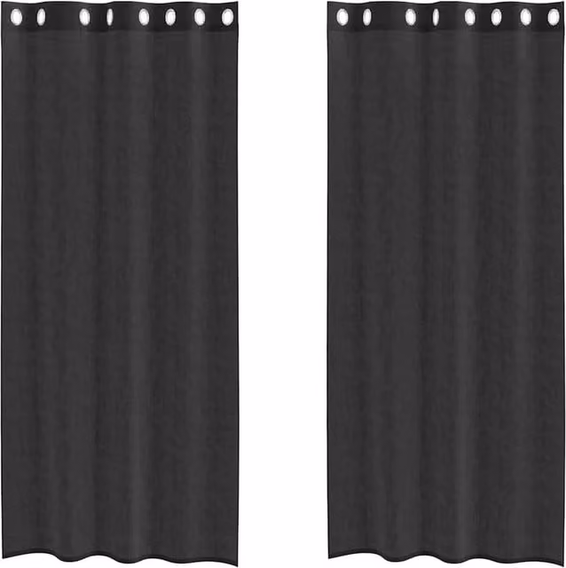 Berkfield Home Black Transparent Voile Fabric Panel Curtains with Eyelets, 2 Pack, W: 140 cm, H: 245 cm