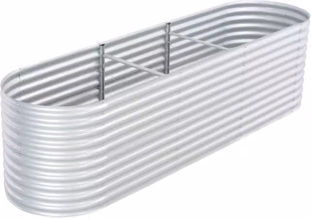 Berkfield Home Garden Galvanised Steel Raised Bed in Silver, W: 320 cm, D: 80 cm, H: 81 cm