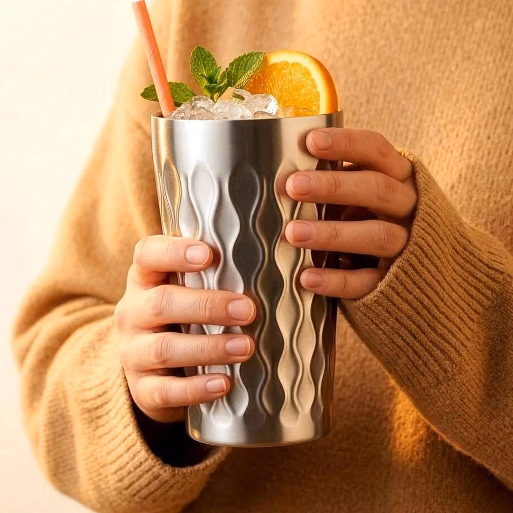KORVIXA Silver Double Walled Stainless Steel Insulated Tumbler Set of 2 – 3