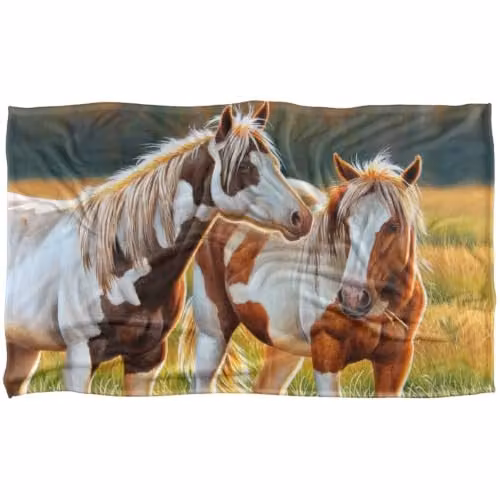 JQ Licensing Painted Horses Super Soft Fleece Throw Blanket, Multicolour, W: 91 cm, D: 147 cm – 1