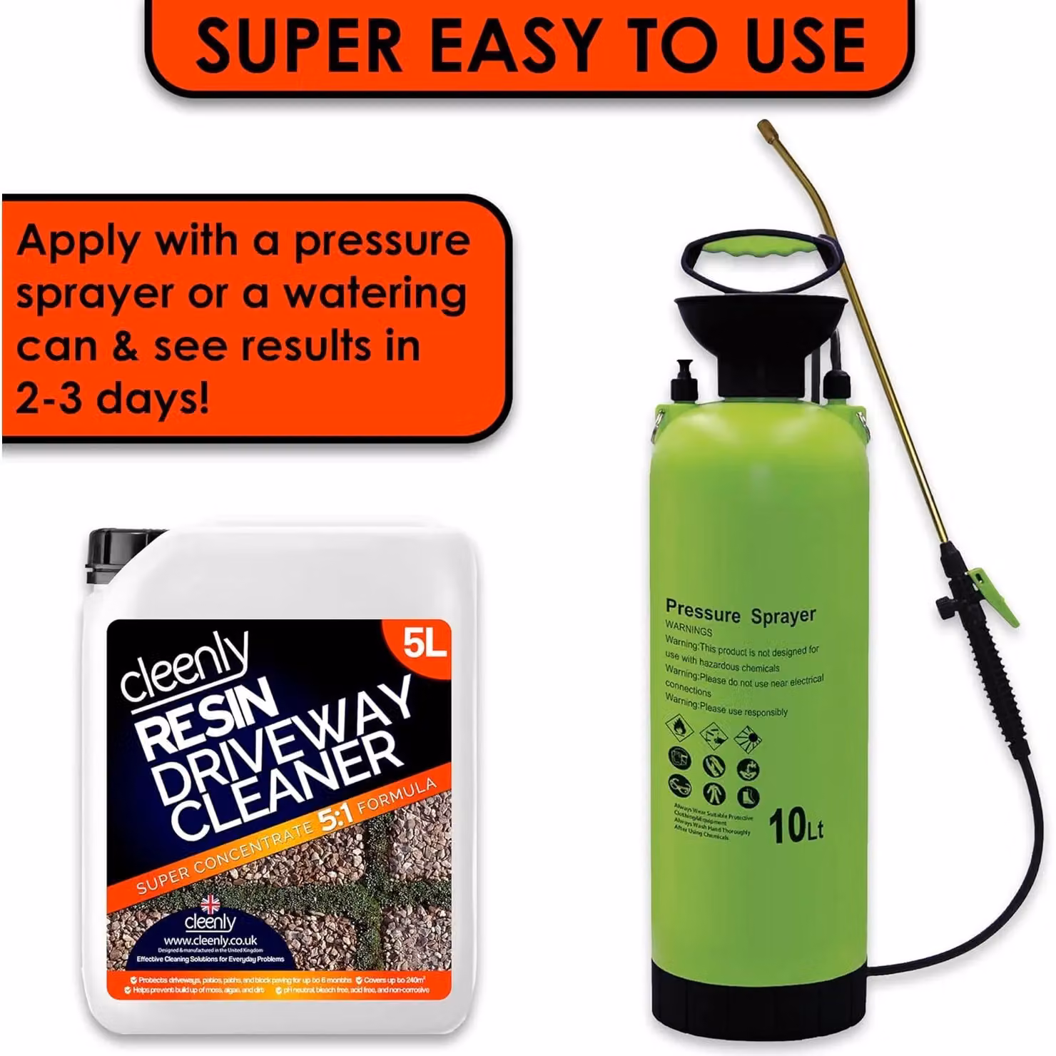 Cleenly Concentrated Resin Driveway and Patio Cleaner, 2 Pack, Clear – 4