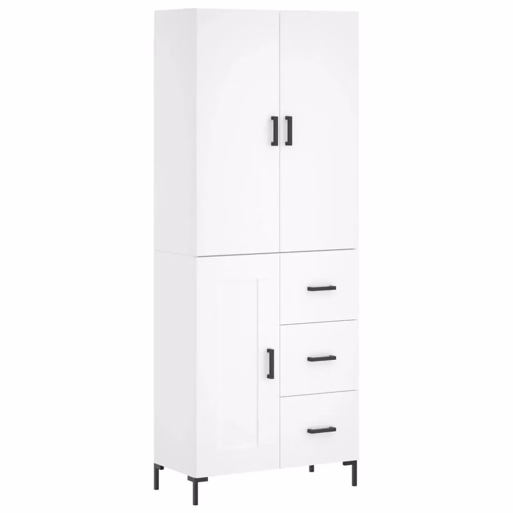 Berkfield Home Modern White Matt Highboard with Hinged Doors and Internal Shelves, W/D/H: 69.5 x 34 x 180 cm – 2