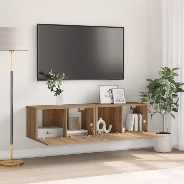 Berkfield Home Artisan Oak MDF Modern Rectangular TV Cabinet in Brown – 1