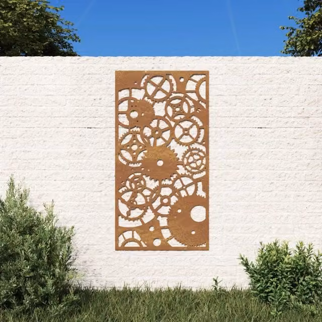 Berkfield Home Garden Geometric Metal Wall Decoration, Brown, W: 105 cm, H: 55 cm – 1