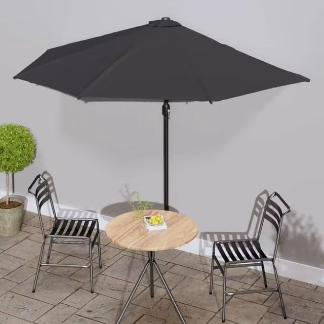 Berkfield Home Black Balcony Parasol with Aluminium Pole, W: 300 cm, D: 155 cm, H: 223 cm – 1