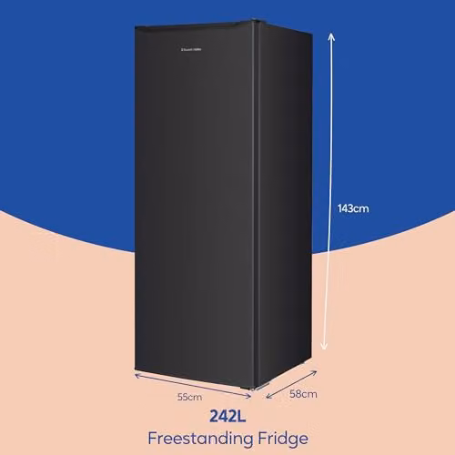 Russell Hobbs Freestanding Larder Fridge Black 242L, W: 55 cm, H: 143 cm, with Glass Shelves and Reversible Door – 2