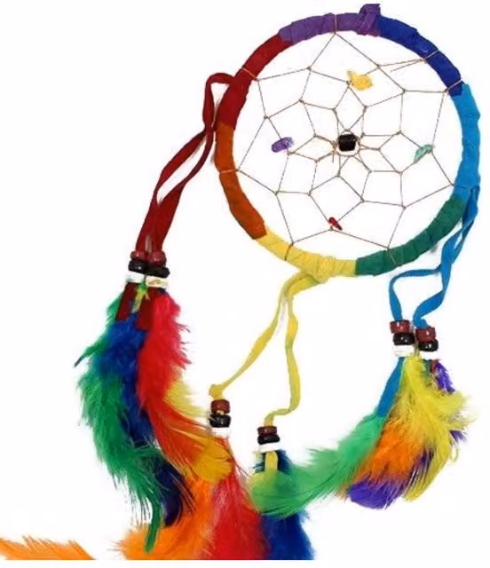 KDMD Bali Rainbow Dream Catcher, Multicolour, Round, W/D/H: 30 x 30 x 9 cm