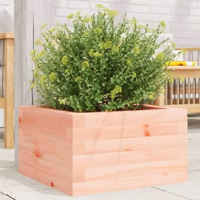 Berkfield Home Garden Planter in Brown Solid Wood, W/D/H: 40 x 40 x 23 cm