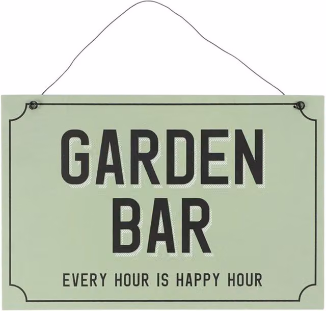 KDMK Humorous Garden Bar Hanging Sign in Dark Green, W: 20 cm, H: 30 cm