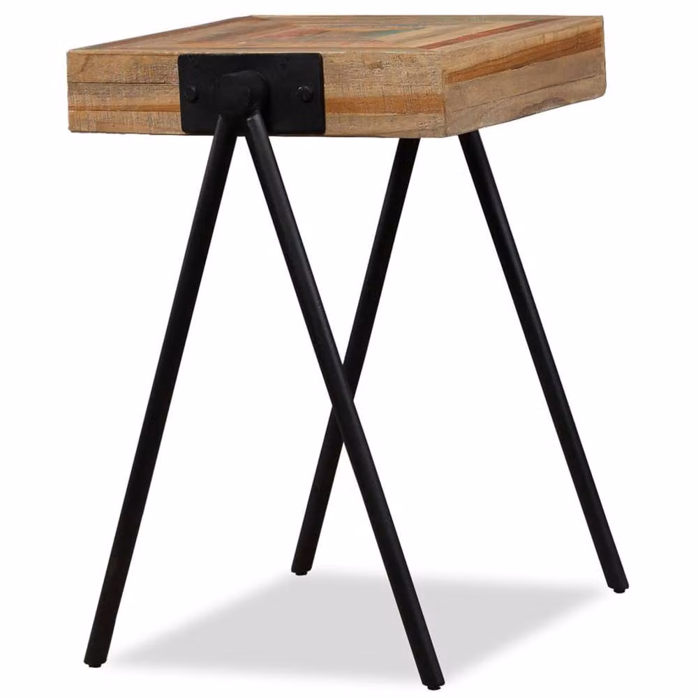 Berkfield Home Side Table in Brown Solid Reclaimed Teak and Metal – 2