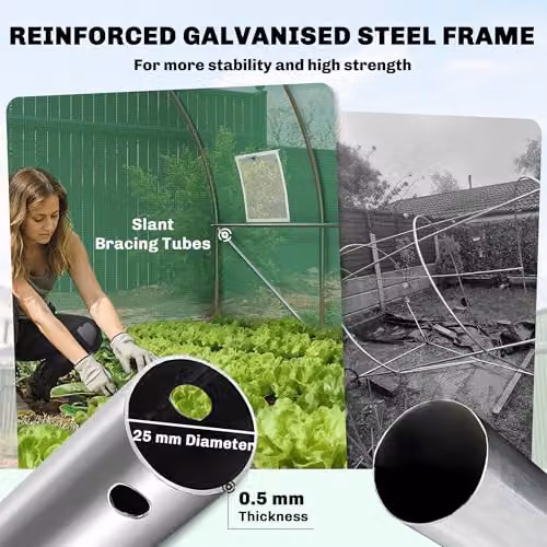 Outsunny Green Walk-in Polytunnel Greenhouse with Hinged Door and 8 Windows, W/D/H: 400 x 295 x 200 cm – 4