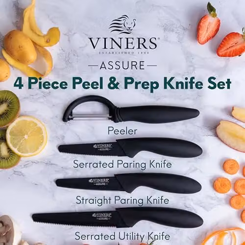 Viners Assure 4 Piece Black Peel and Prep Knife Set with Stainless Steel Blades – 2