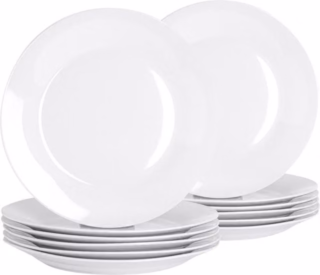Argon Tableware Classic White Porcelain Dinner Plates, Diameter: 30 cm, Pack of 24 – 1