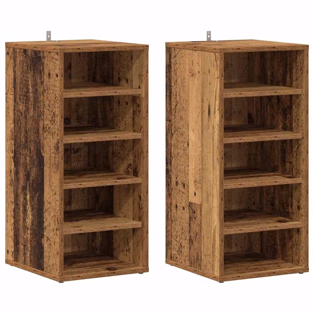 Berkfield Home Set of 2 Rustic Brown Engineered Wood Shoe Cabinets, W/D/H: 32 x 35 x 70 cm – 3