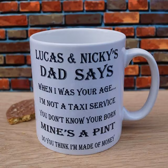 Uniqueful Personalised What Dad Says Mug for Men, White