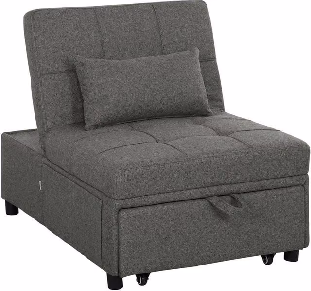 ERGOVEXA Four-In-One Single Sleeper Chair in Grey Fabric, W/D/H: 81 x 72 x 72 cm – 1