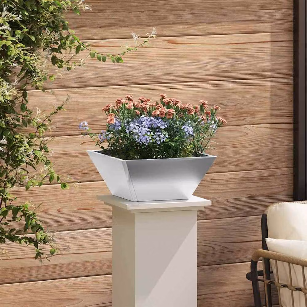 Berkfield Home Garden Tub Planters, 5 Piece Set, Silver and Grey Galvanised Steel, W/D/H: 35 x 35 x 15 cm – 4